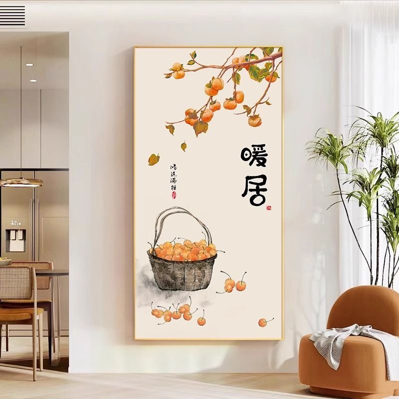 【柿柿如意】现代简约装饰画暖居走廊过道画事事如意柿子晶瓷画时尚