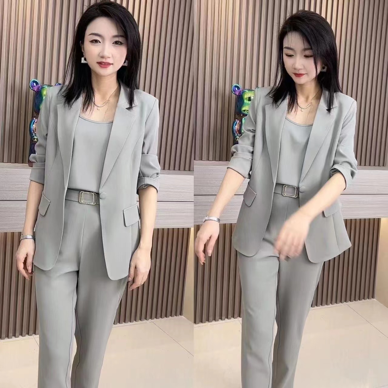 时尚气质小西装套装女2025春夏新款女士减龄职业装西服背心三件套