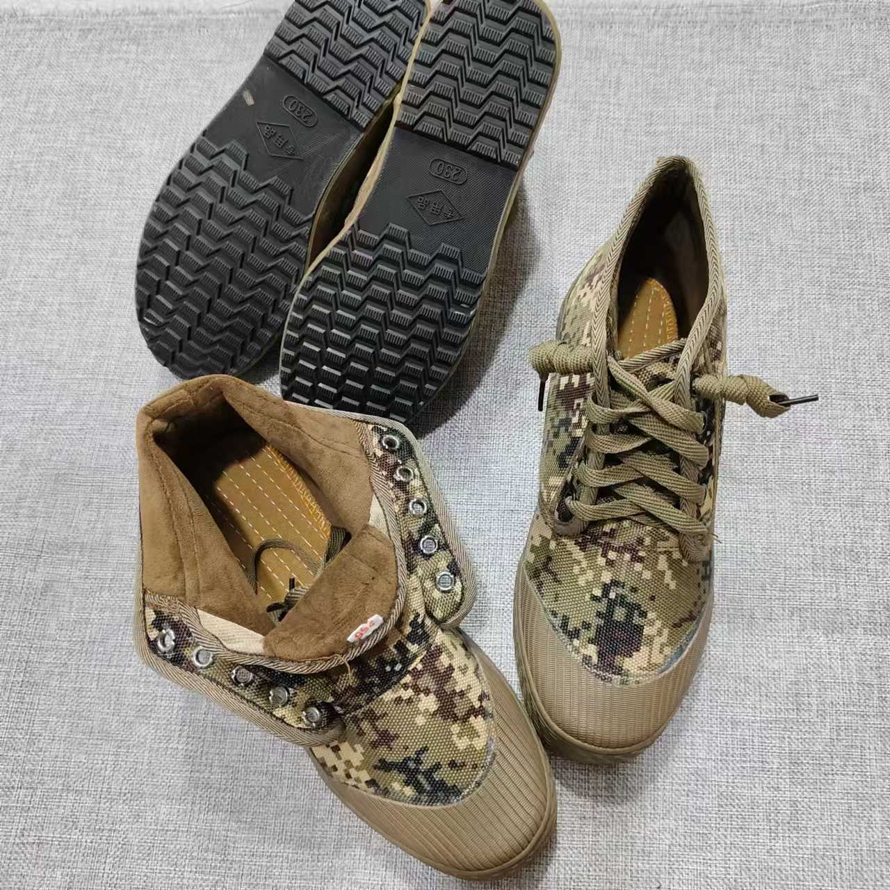 XDW春秋系带薄棉农田胶鞋休闲鞋男鞋迷彩耐磨软底