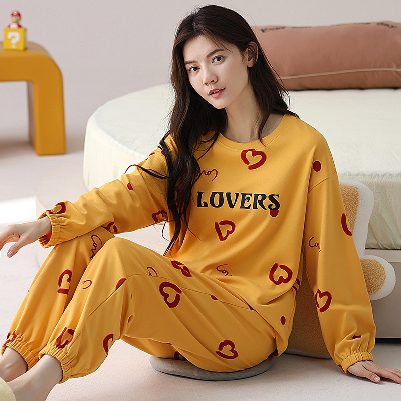 【多款可选】秋冬季收口长袖纯棉睡衣女套装新款休闲女士家居服