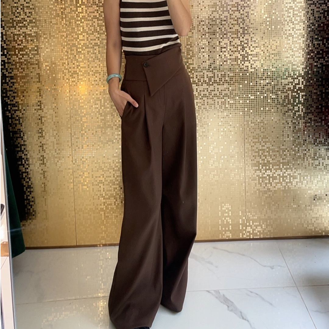 轻奢高端气质高腰设计感阔腿裤