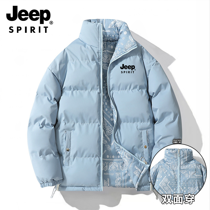 Jeep吉普双面穿棉服男女潮牌冬季加厚棉衣宽松面包服棉袄情侣外套