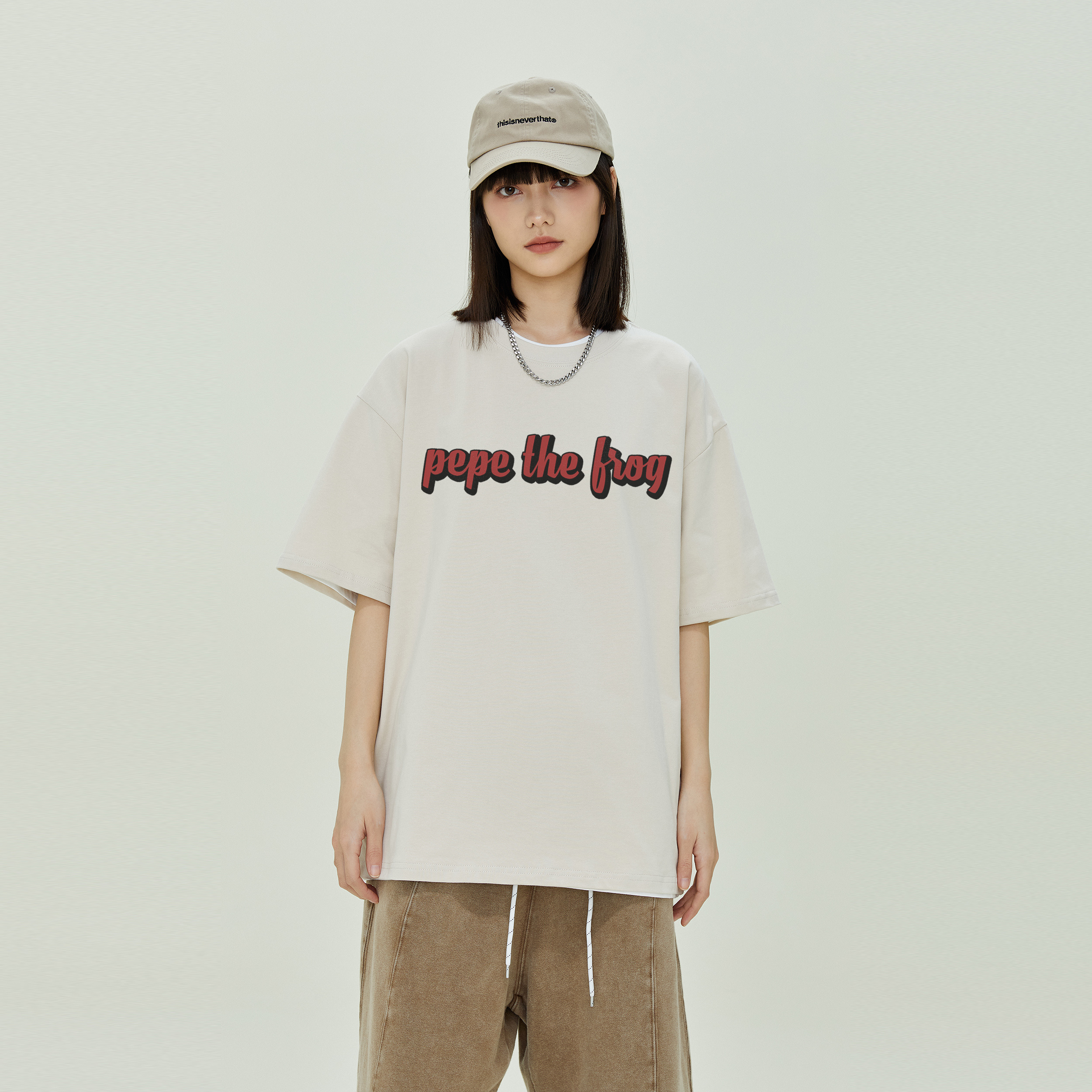 PEPE THE FROG美式白色情侣夏季复古印花半袖百搭小众街头设计感