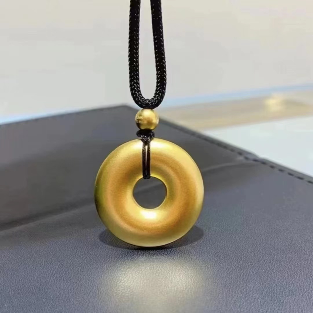 足金999黄金古法平安扣吊坠经典挂坠经典轻奢复古