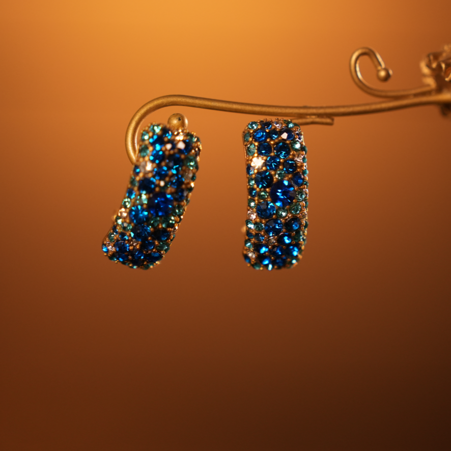 铜合金耳饰 H017英伦风蔚蓝绮梦系列复古重工L型耳拍