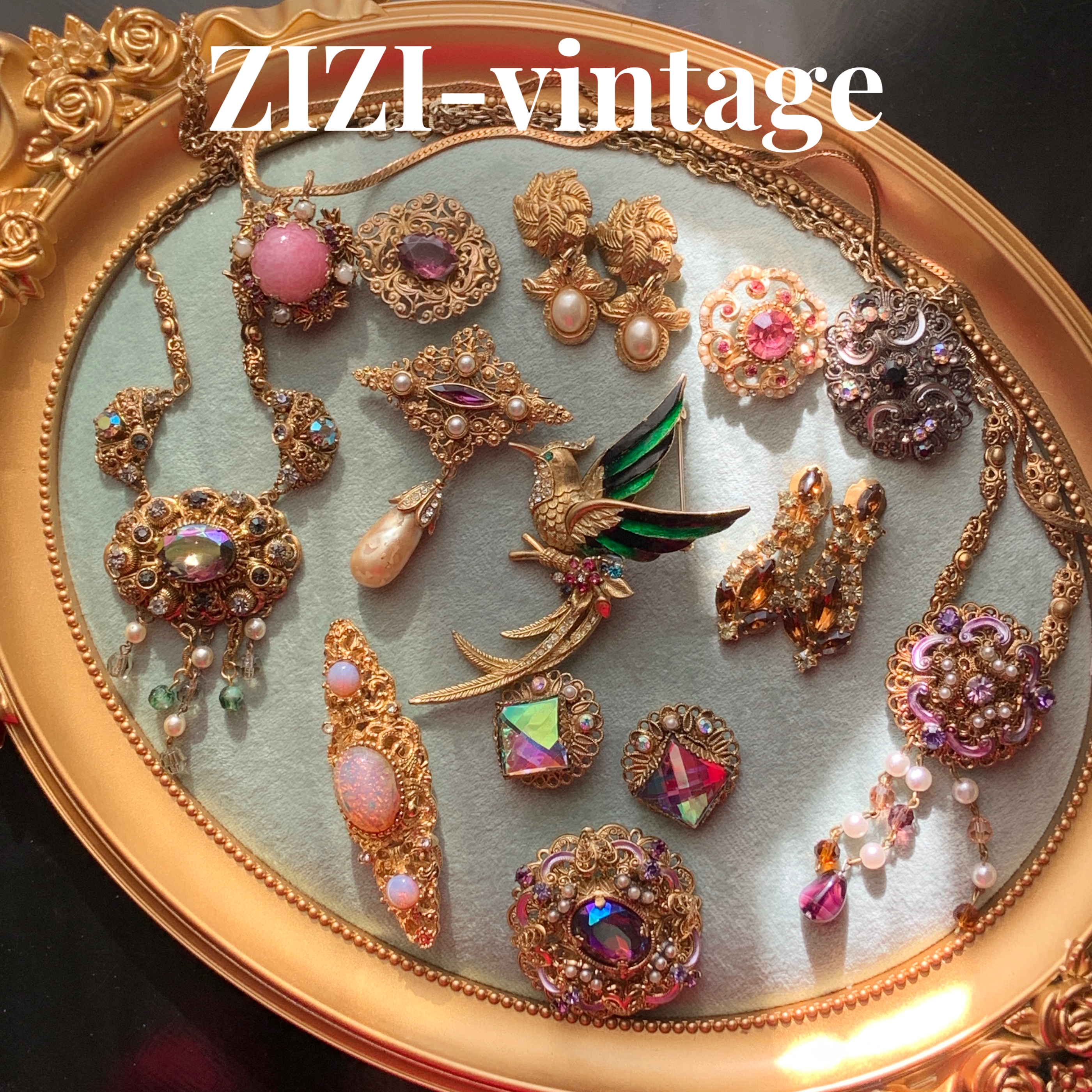 铜合金项链 vintage欧洲中古合金人造珠宝复古首饰合集西洋回流