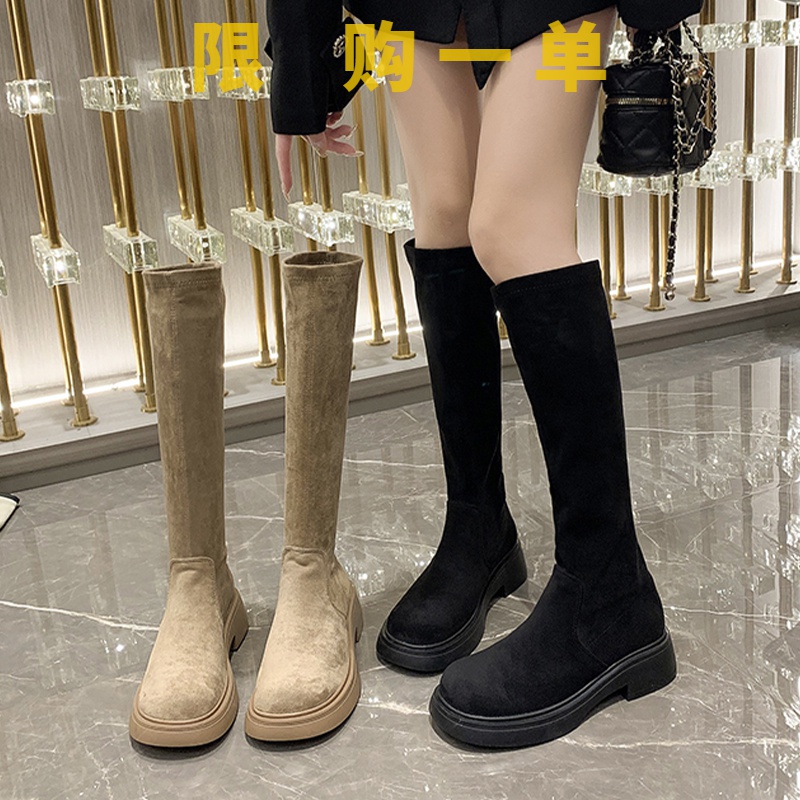 红蜻蜓牌长靴女不过膝低跟瘦瘦靴2023秋冬季长筒靴显瘦弹力靴女gh