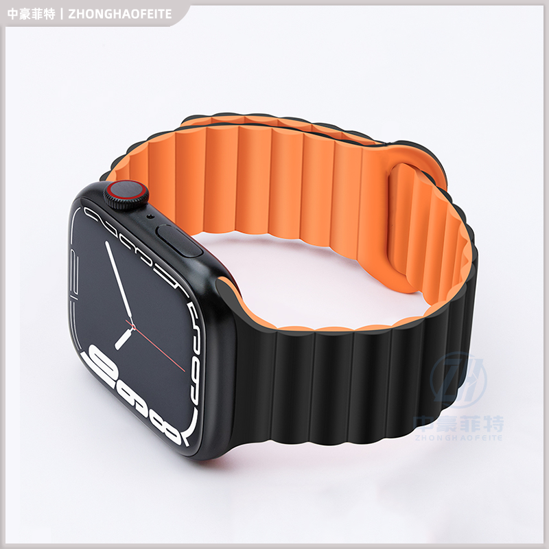 新款液态硅胶磁吸带适用苹果手表iwatch11表带 S10表带SE情侣46MM