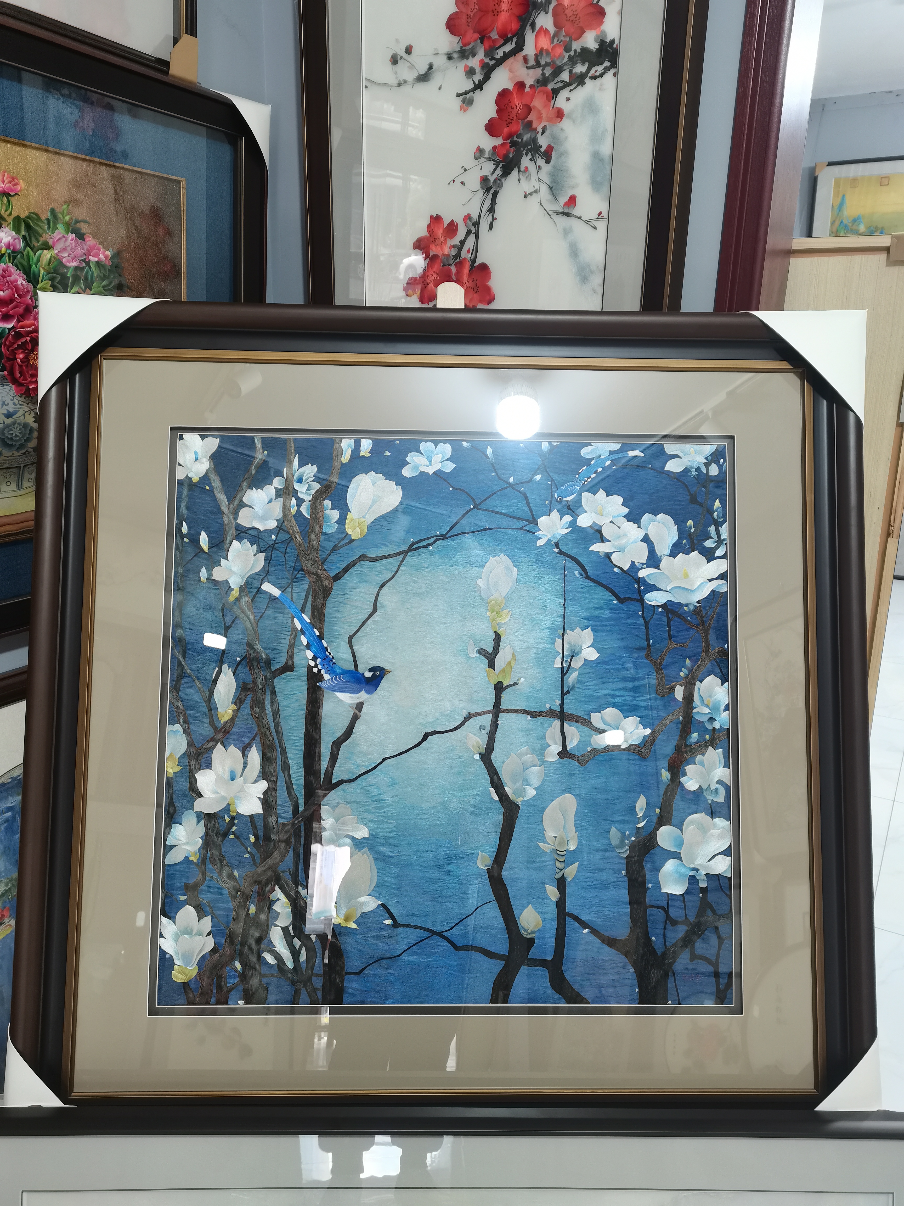 纯手工制作苏绣精品装饰挂画花好月圆