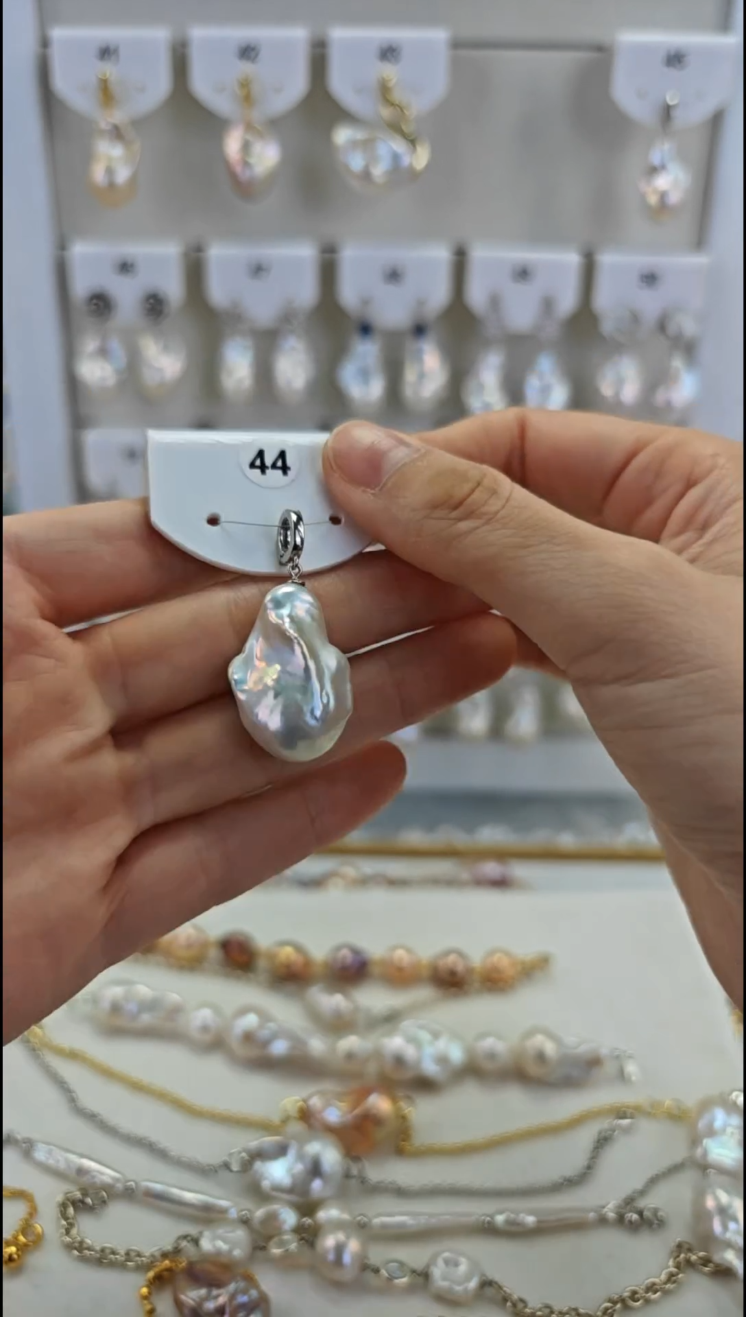【闪购商品】淡水珍珠耳饰银S925镶嵌吊坠