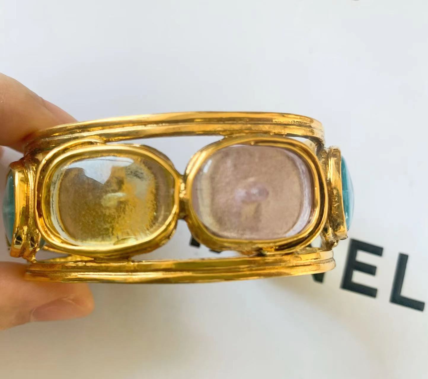 95新  CHANEL香奈儿vintage中古马卡龙琉璃手镯