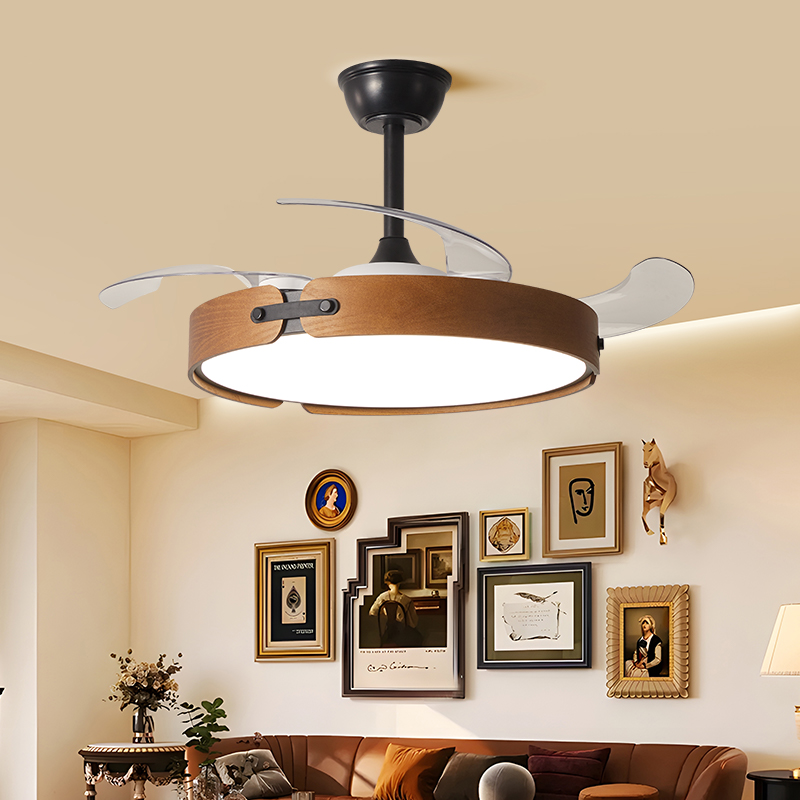 餐厅吊灯中古风饭厅餐桌隐形吊扇灯家用智能吧台茶室变频风扇吊灯