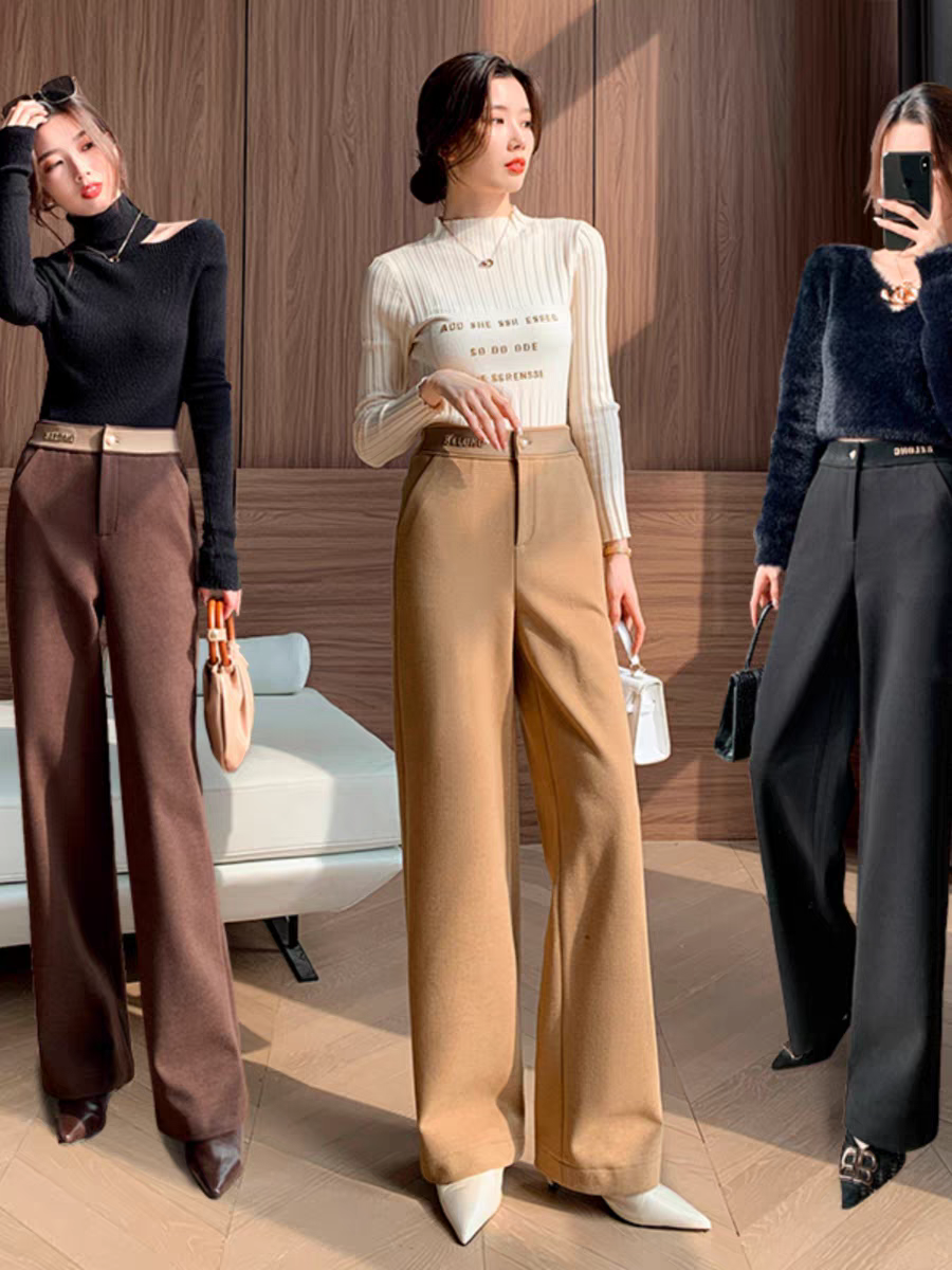 双11直筒裤女秋冬新款高腰宽松显瘦百搭爆款阔腿裤垂感西装裤长裤