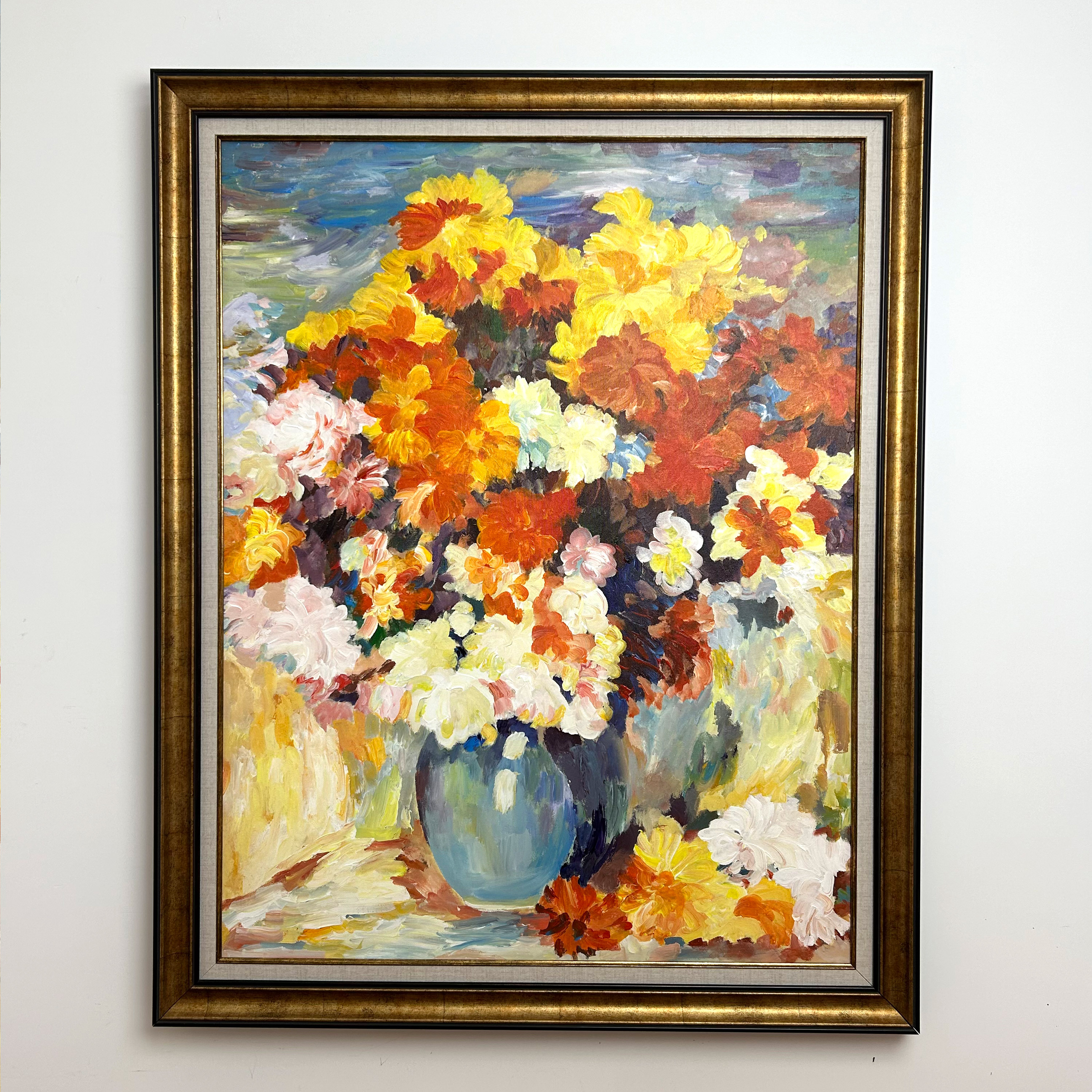 原创纯手绘新中式家居丙烯油画装饰画