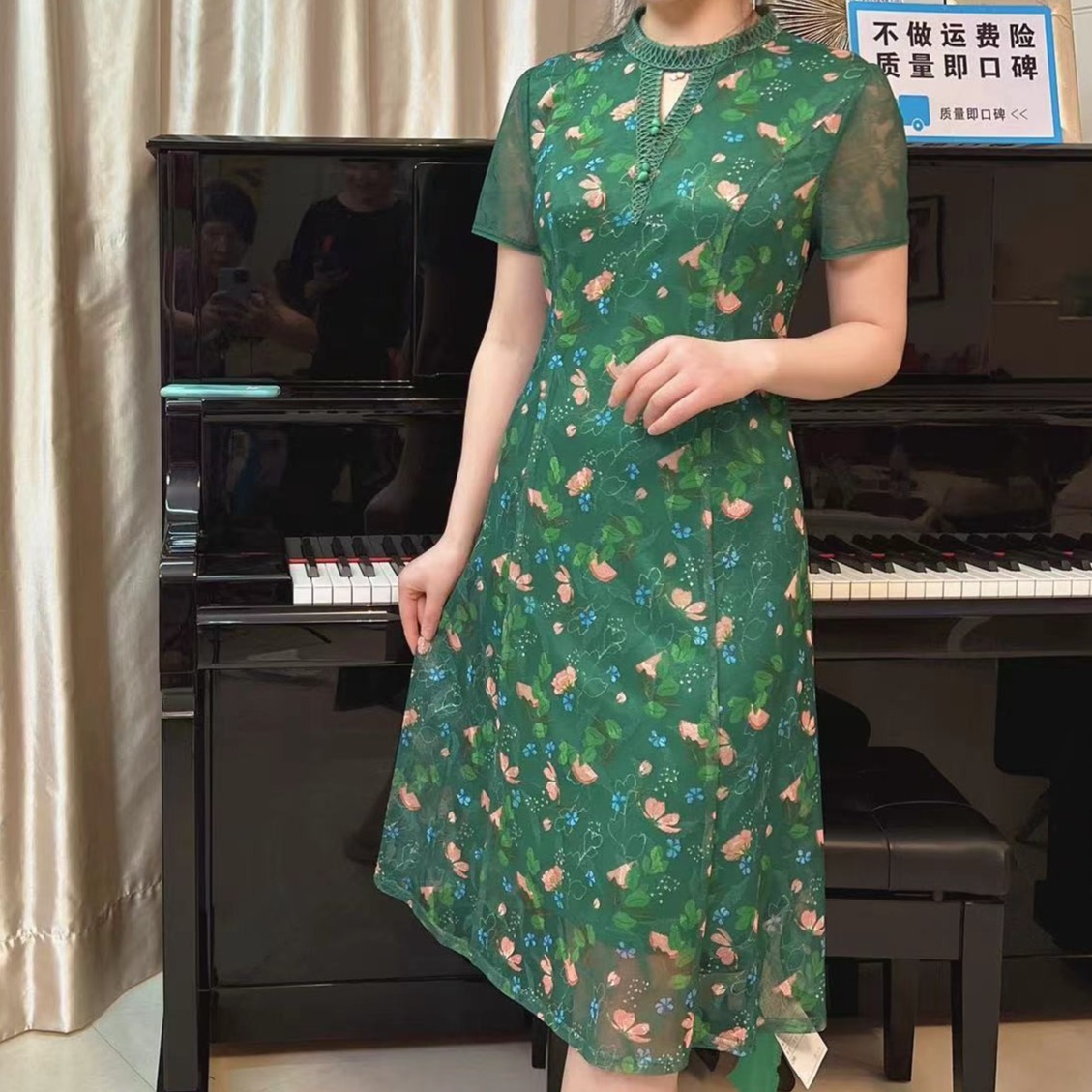 1021#高级感时尚流行 气质优雅修身连衣裙