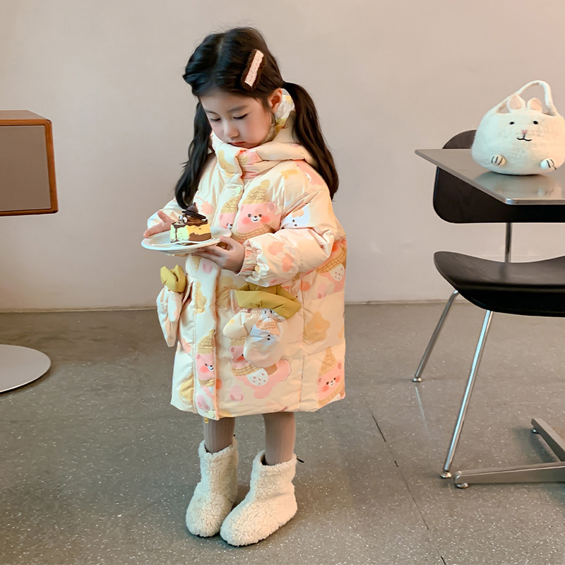 女童棉服2025新款女宝宝秋冬款外套小女孩连帽棉衣服儿童冬装棉袄