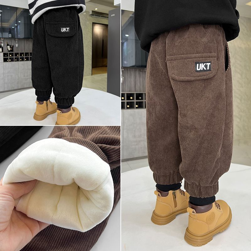 秋冬小童男童加厚裤子冬季保暖儿童休闲裤宝宝外穿夹棉棉裤洋气