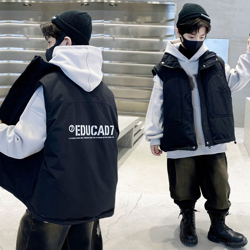 帅气儿童羽绒马甲男童款秋冬季中大童装男孩洋气外穿服背心