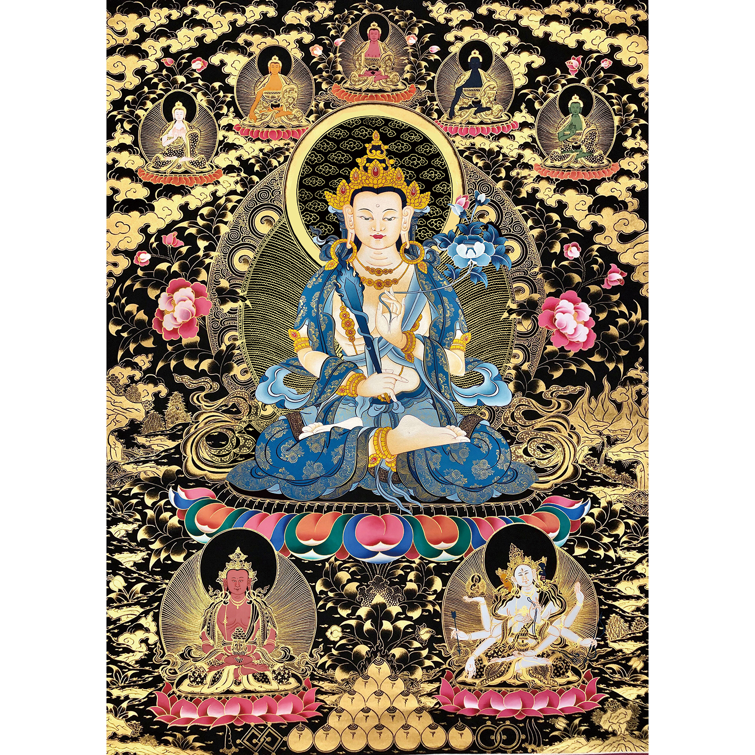 虚空藏菩萨唐卡|静心减压|唐卡描金|佛像涂色|DIY手绘填色装饰画