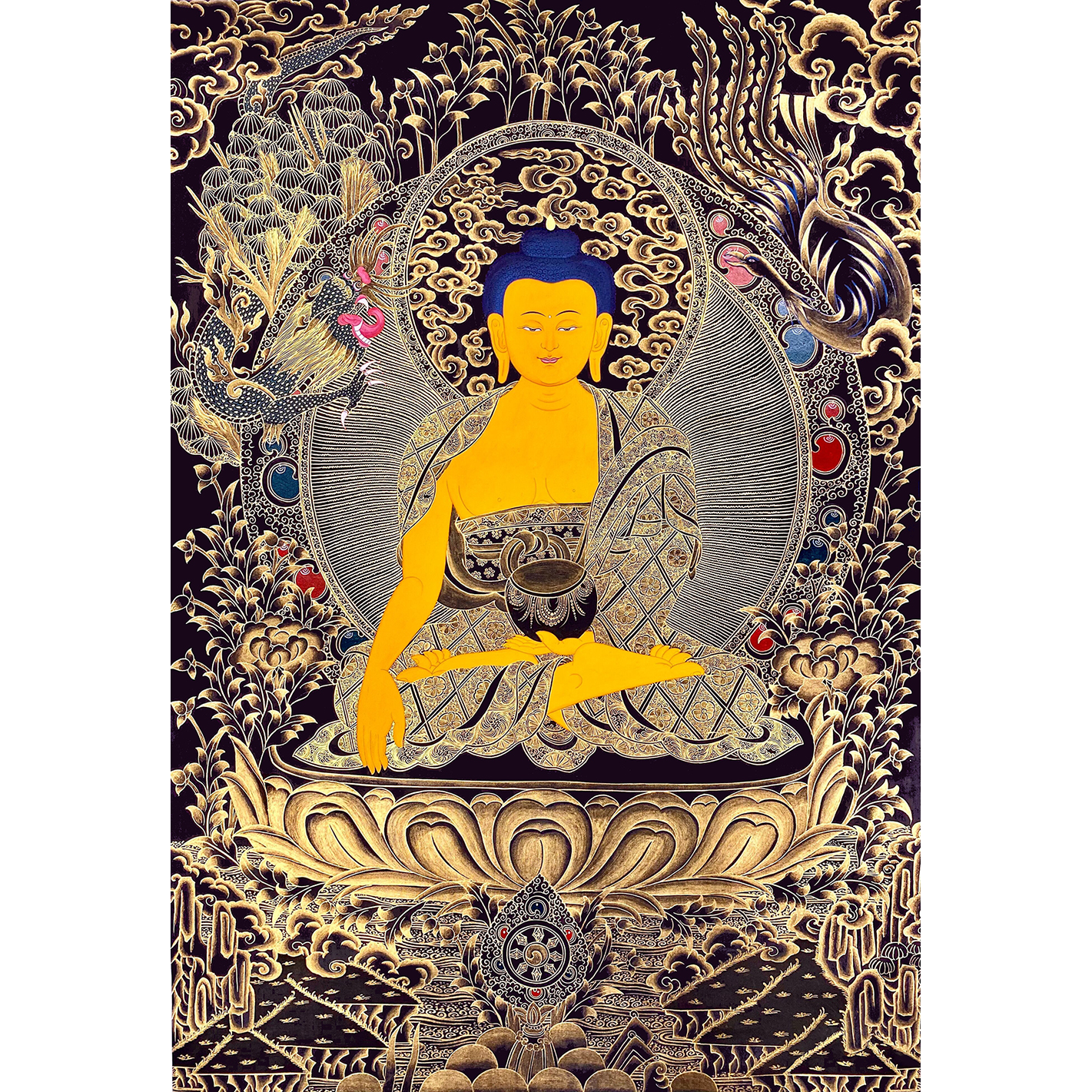 释迦牟尼佛描金唐卡|静心减压|涂色线稿|DIY手绘填色装饰画