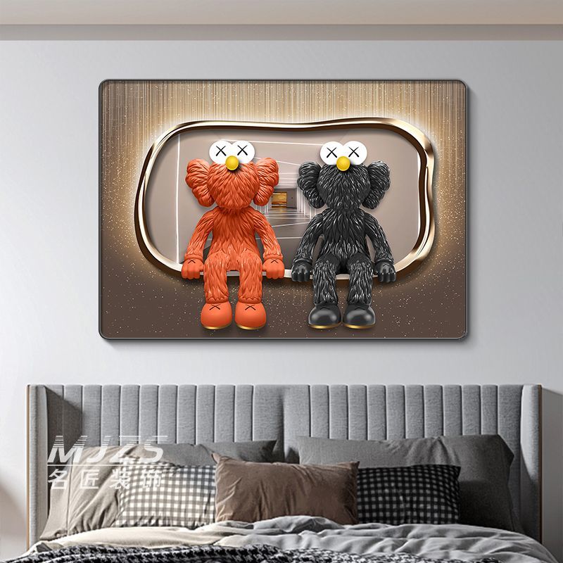 kaws暴力装饰画卧室床头挂画儿童背景墙沙发现代轻奢客厅装饰画