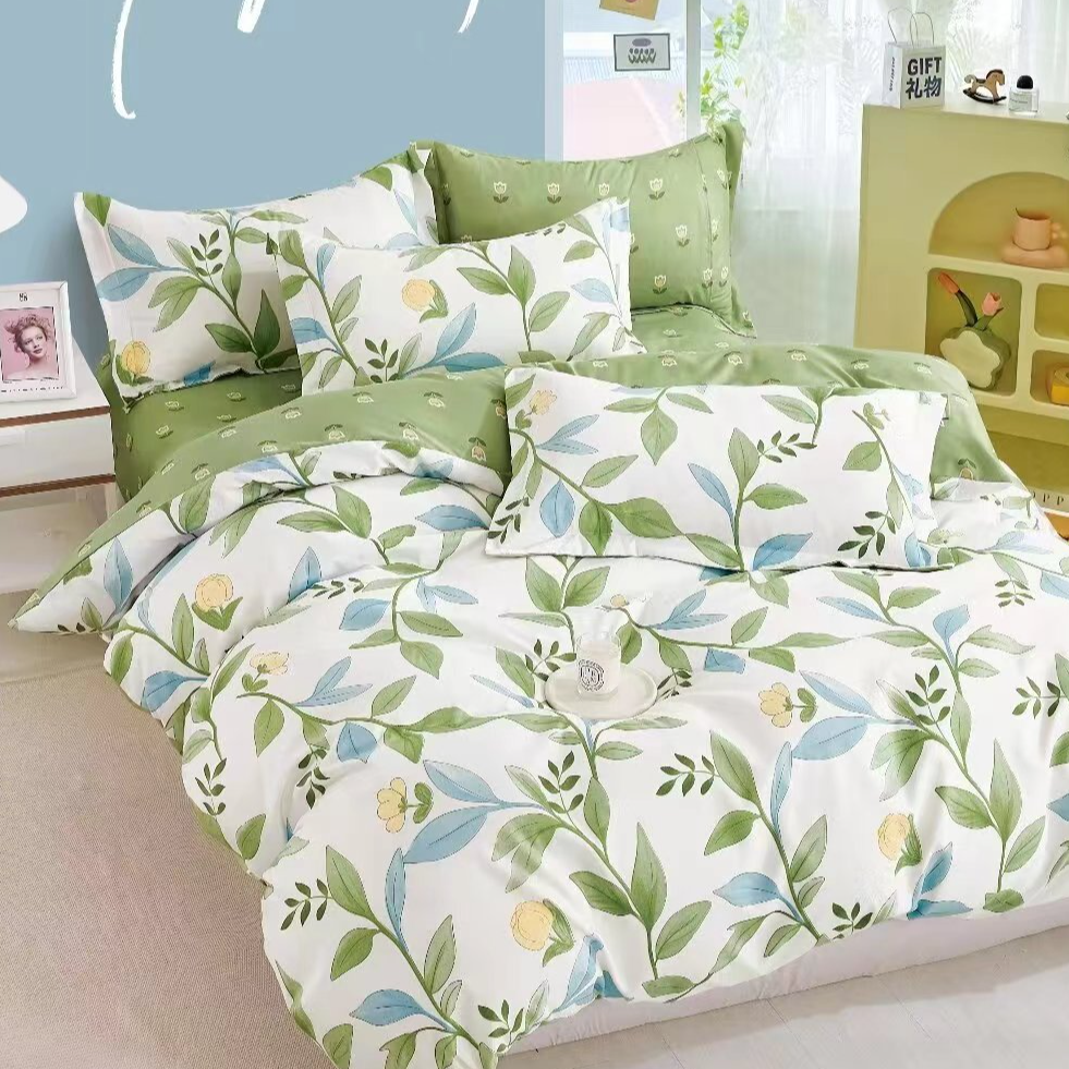 4【生姜暖绒2米被罩】鹊桥花卉高支高密水洗斜纹棉被罩AB版