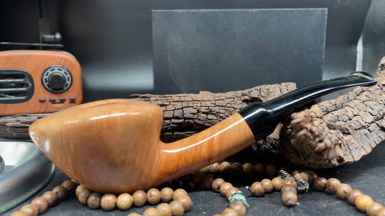 原木色半弯自由斗 石楠木手工烟斗