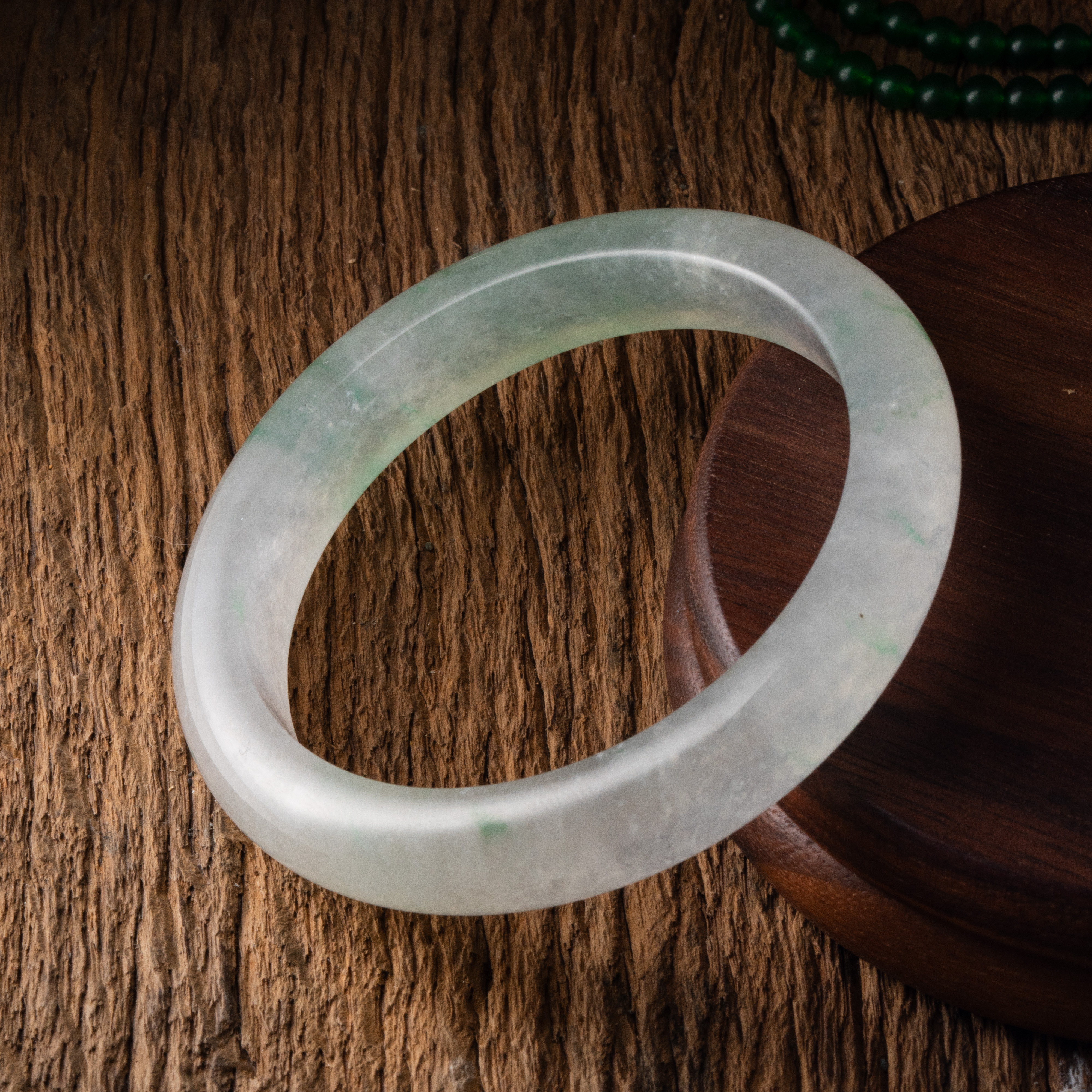 高冰飘花正圈翡翠手镯 五七圈口 天然翡翠A货 1329003