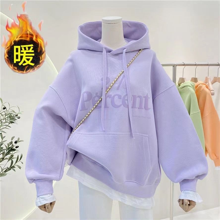 女童2023新款中大童连帽加绒卫衣百搭女童卫衣洋气女宝休闲可爱
