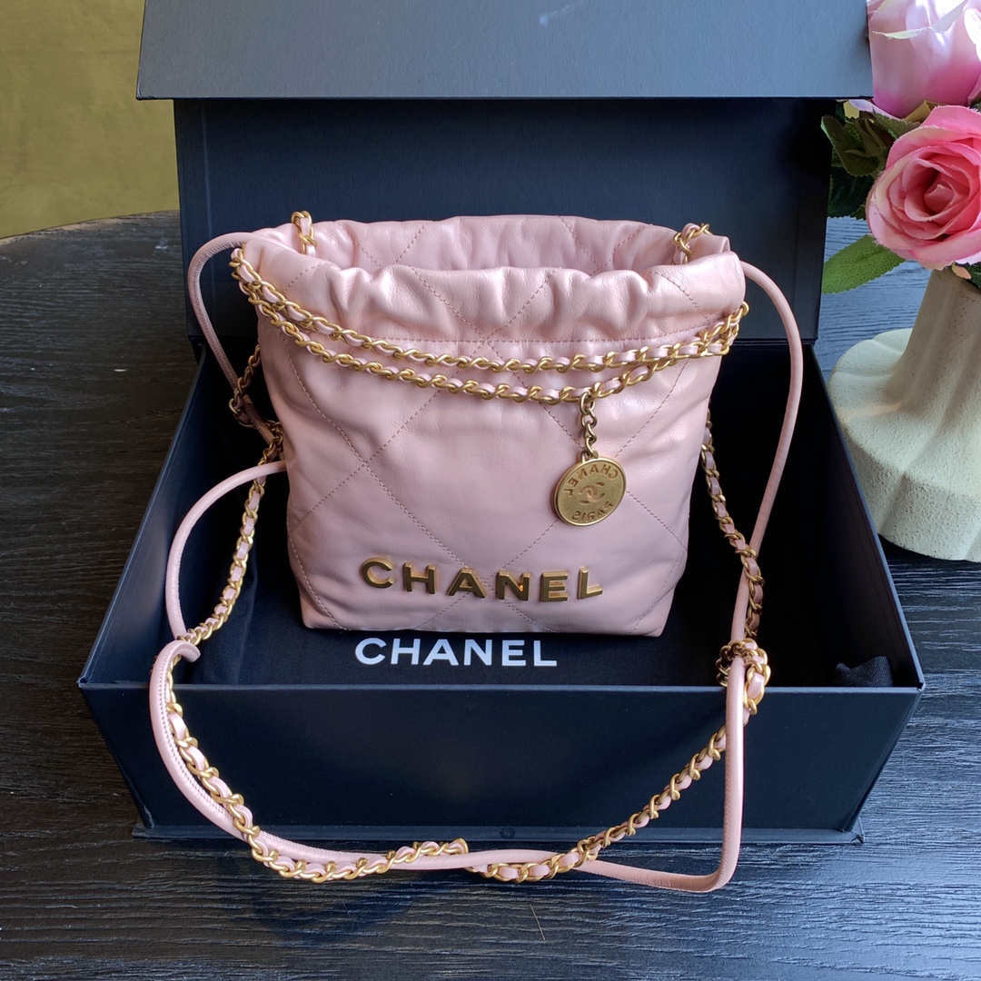 99新 Chanel/香奈儿  22Bag 粉色 mini垃圾袋/SP20377