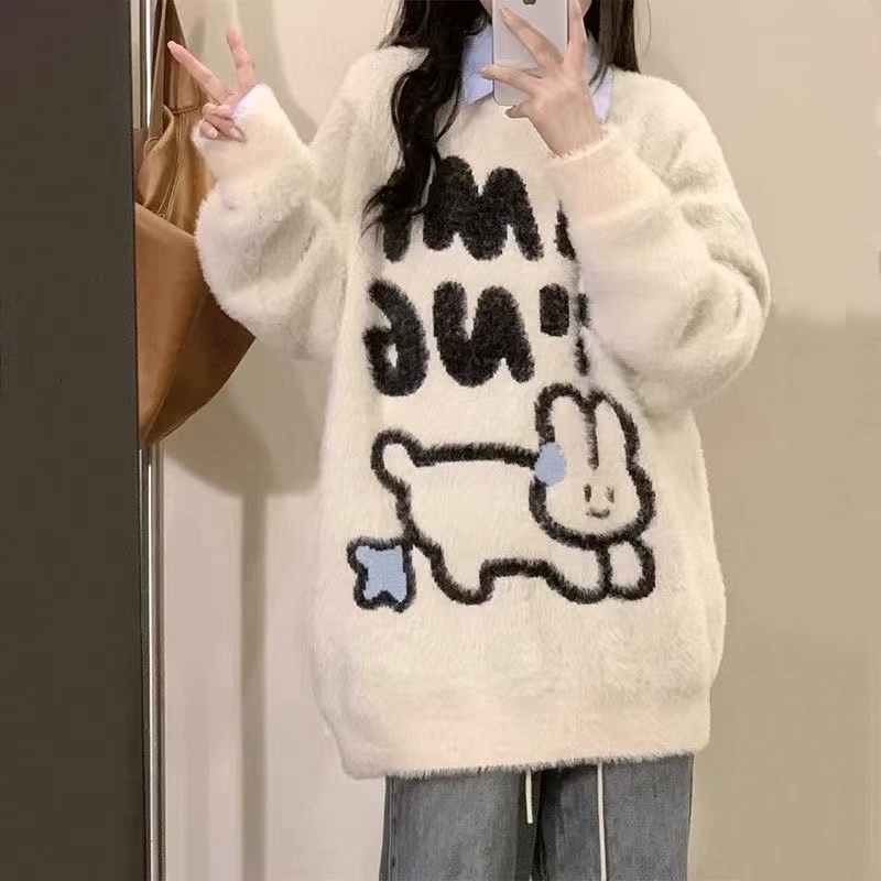 女大童毛衣秋冬宽松加厚初中生学院风12-15岁洋气外穿针织上衣服