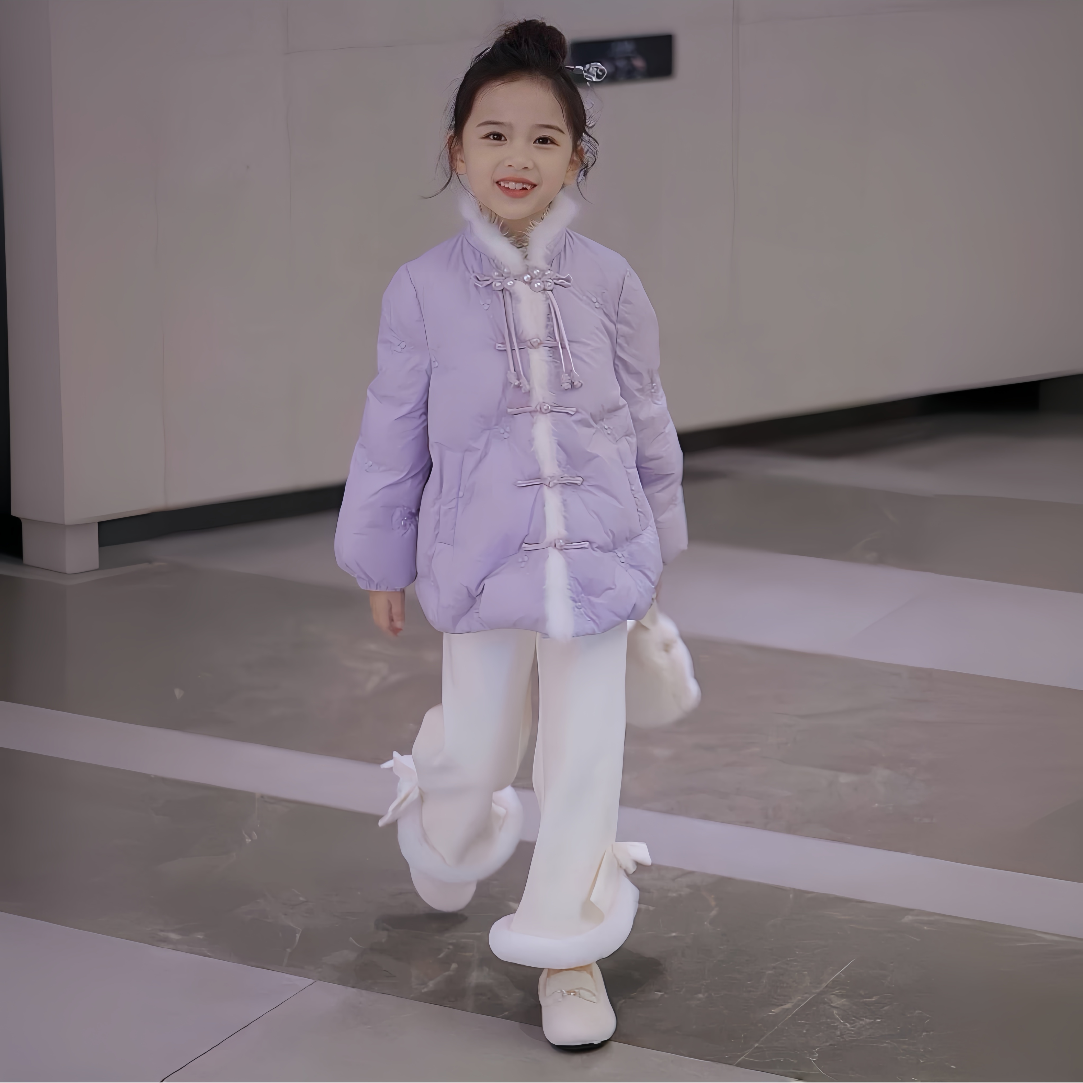 女童冬装棉服外套2023新款中国风刺绣加厚棉衣儿童洋气保暖年服潮