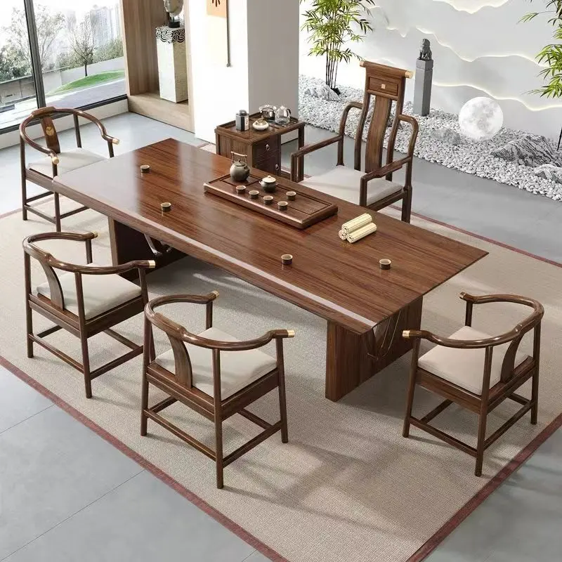 专属链接办公室茶台茶具新中式茶几客厅家用简约茶桌椅乌金木云书