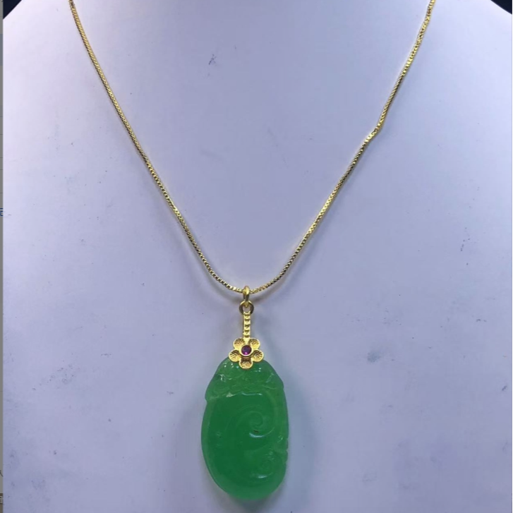 其它雕冰绿色如意吊坠L42