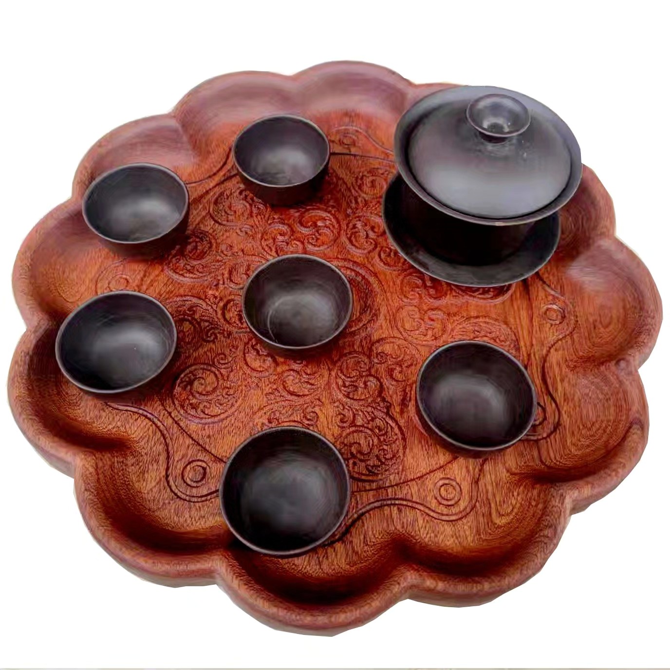 果盘新款2024高档大气乌檀木欧式个性干泡茶道托干果盘家用客厅