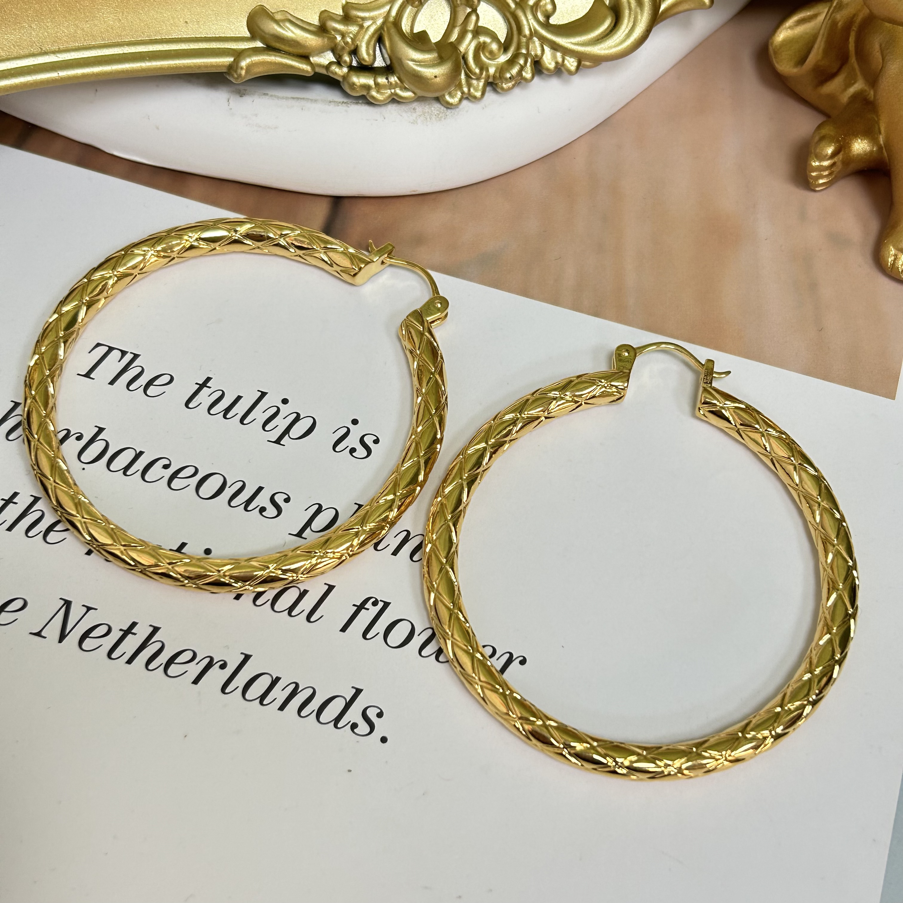 足金999黄金5D无氰时尚硬金气质大耳扣15.15