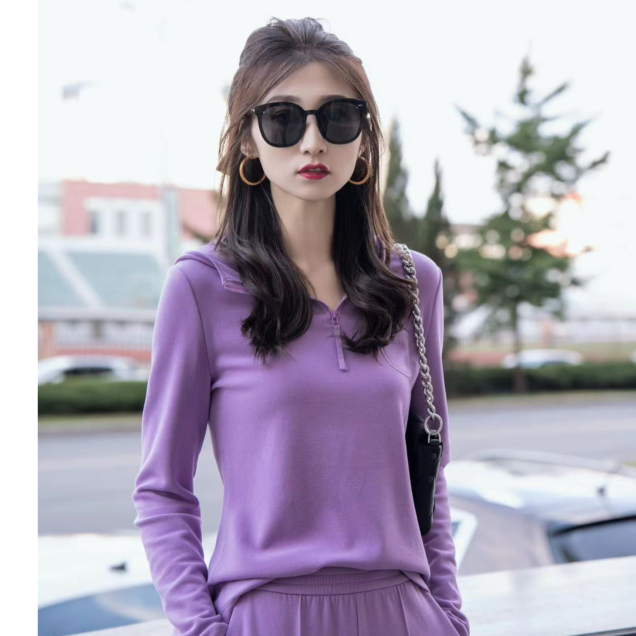 阿玛施AMASS【德绒卫衣】时尚保暖长袖休闲半拉链连帽衫5300662