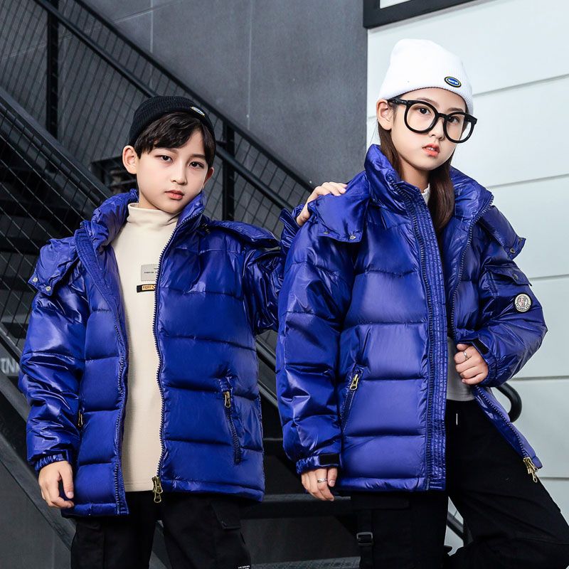 2023洋气男女户外羽绒服男女童韩版羽绒服亮面新款羽绒服儿童大童