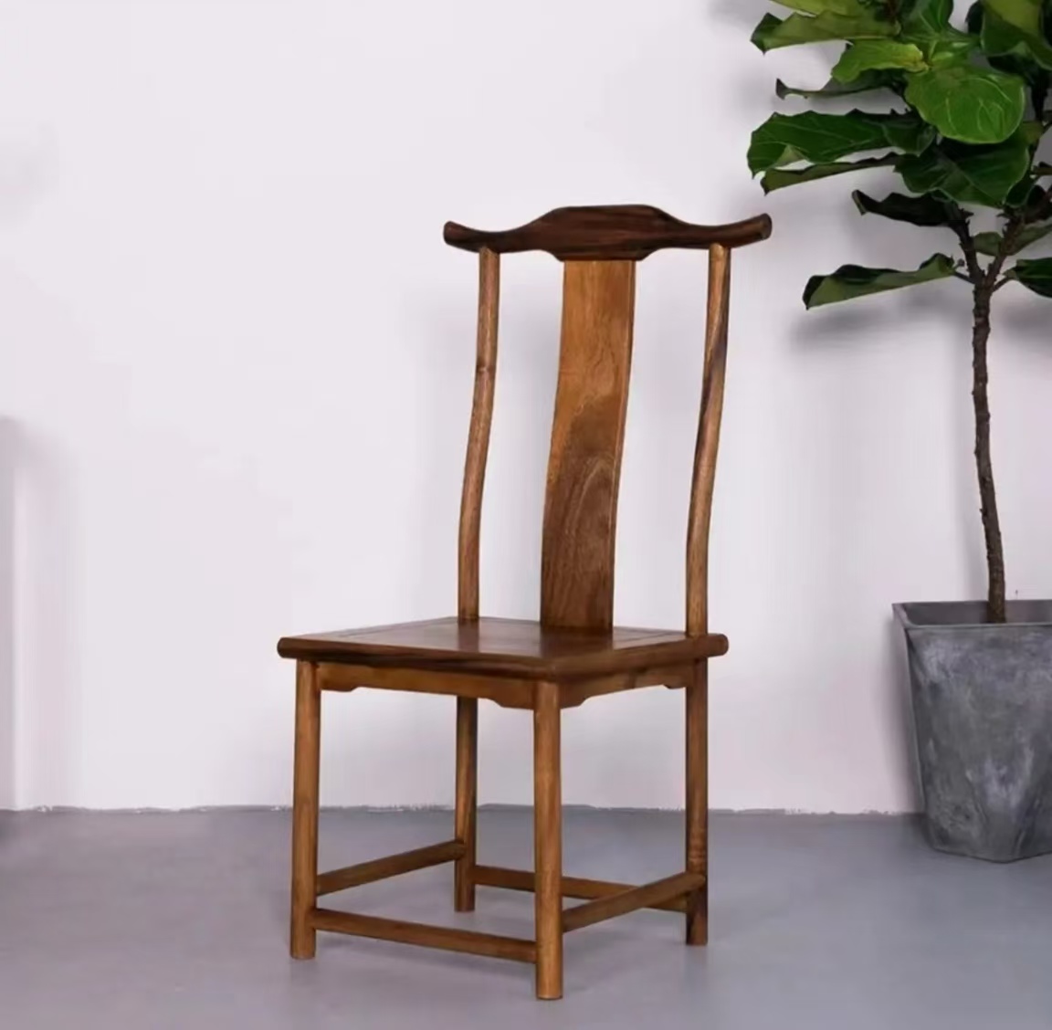 小官帽餐桌椅胡桃木茶桌椅办公椅实木新中式椅子家用靠背椅无扶手