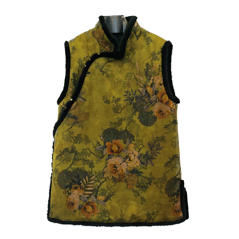 SUOER/娑尔娑尔花卉重磅桑蚕丝夹棉马夹SF4SG00675