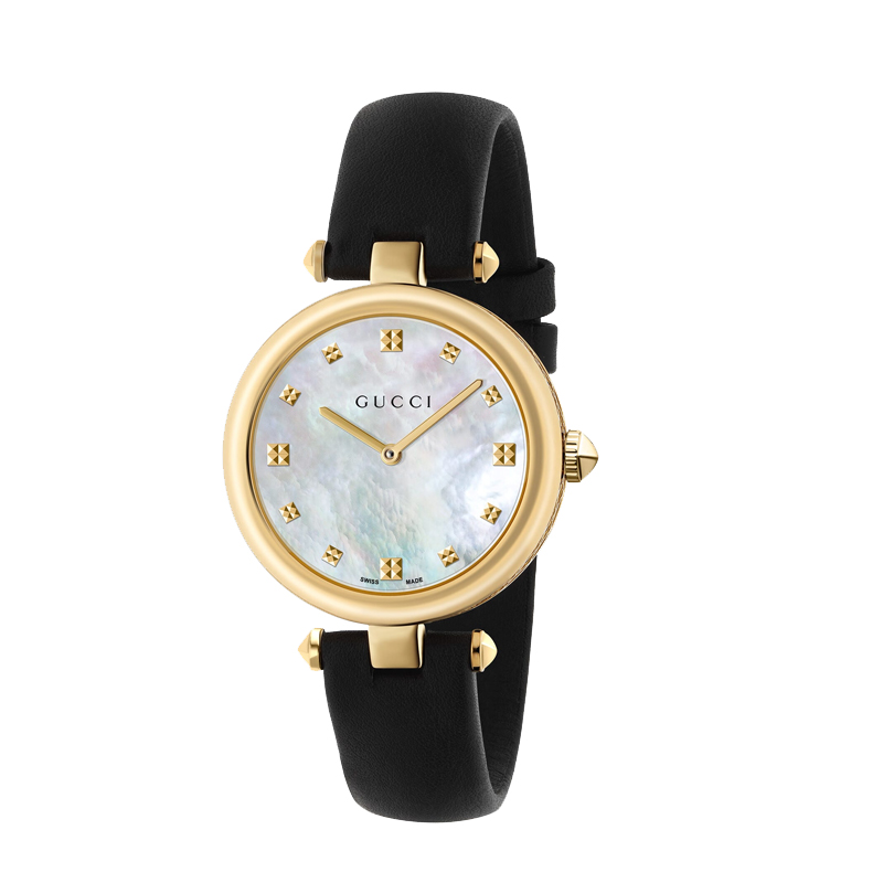 【Evan专属】GUCCI古驰Diamantissima黑金皮革石英32表盘YA141404