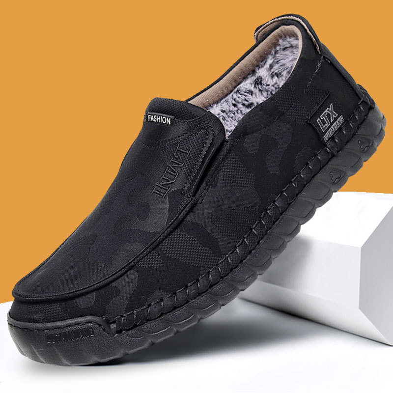 秋冬季老北京布鞋男棉鞋加绒保暖宽头加肥轻便中老年人爸爸鞋二棉