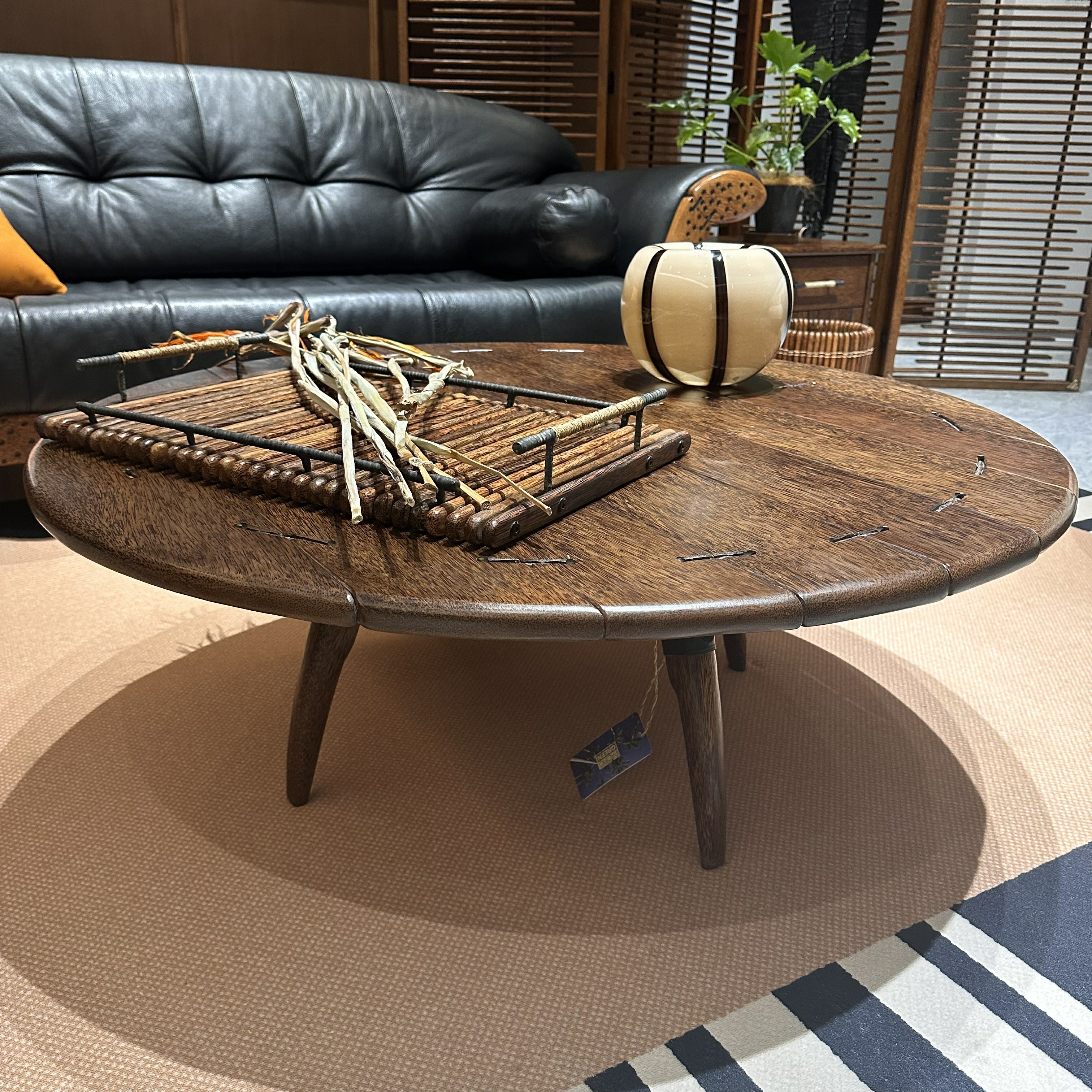 塔瓦图圆茶几椰木定制部落诧寂风 105直径41高cm