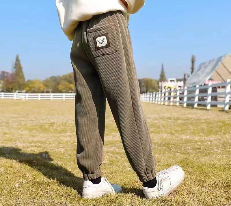 大童加绒裤灯芯绒秋冬加厚中大童束脚裤冬季加绒一体绒洋气长裤