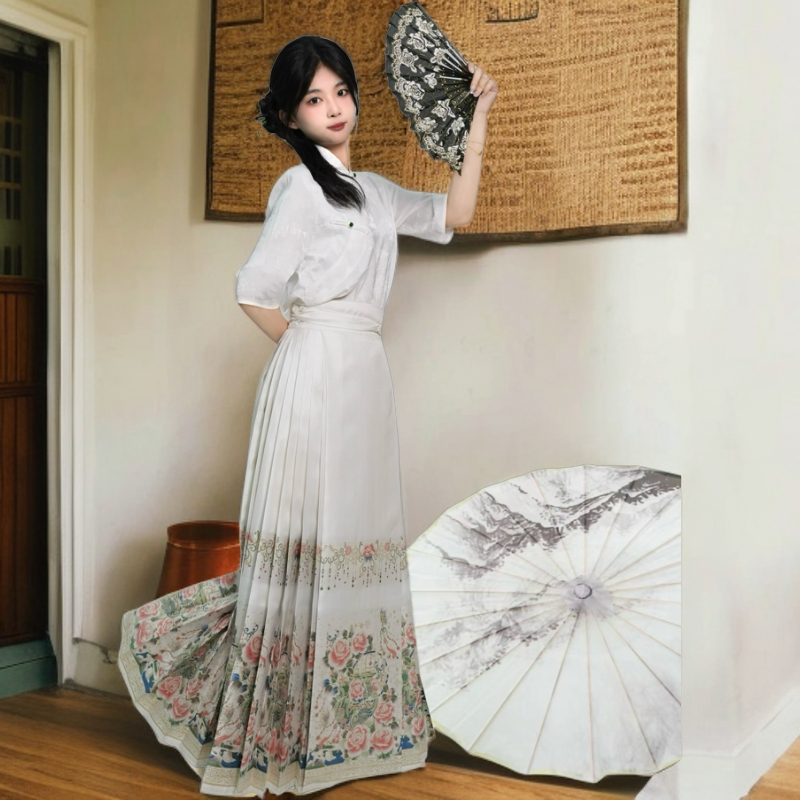 洛如嫣【蔷薇】国风日常明制中式马面裙明制古风女装汉服马面裙