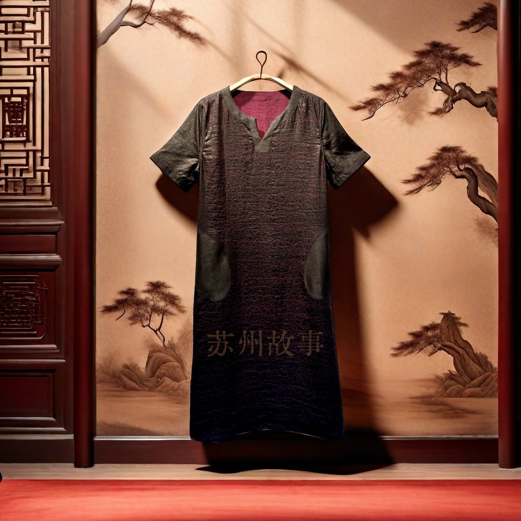 【苏州故事】025香云纱双面穿紫龟连衣裙2024气质时尚中国风