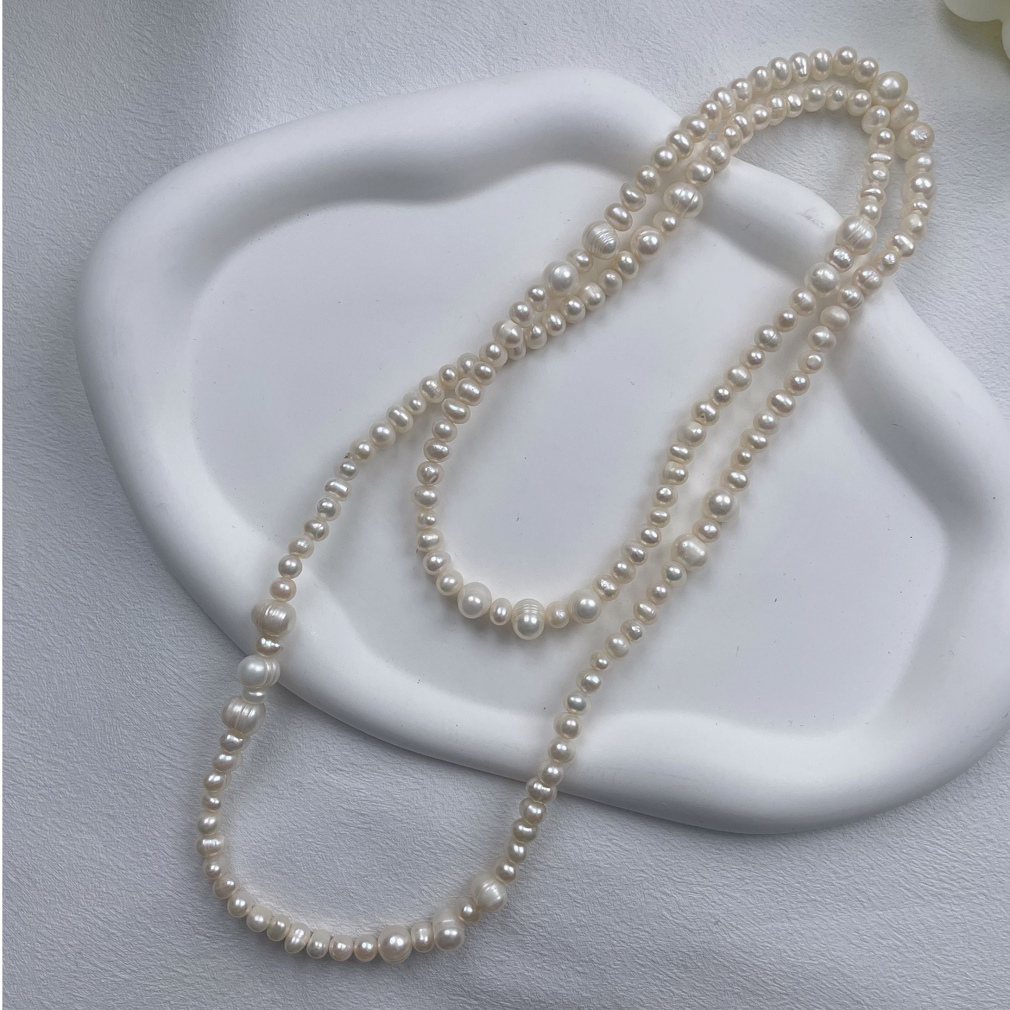 天然淡水珍珠5996#小香风设计款珍珠毛衣链气质百搭经典白色