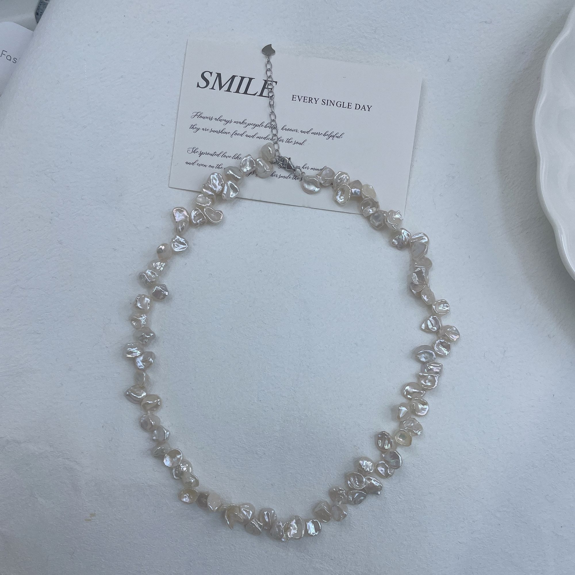 天然淡水珍珠无核珍珠3767#巴洛克S925银白珠100100%正品珍珠项链