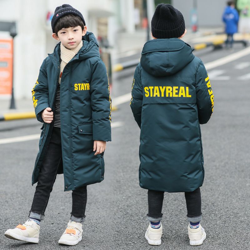 巴拉巴拉男童冬装长款棉衣2022新款男孩洋气过膝冬款羽绒服12中大