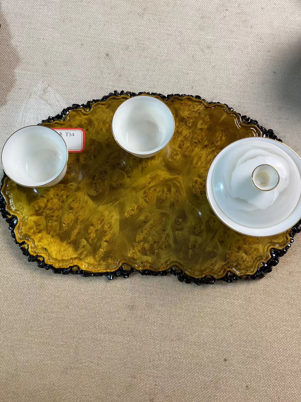 缅甸三大宝黄金樟满瘤茶盘（32-18-1.4）